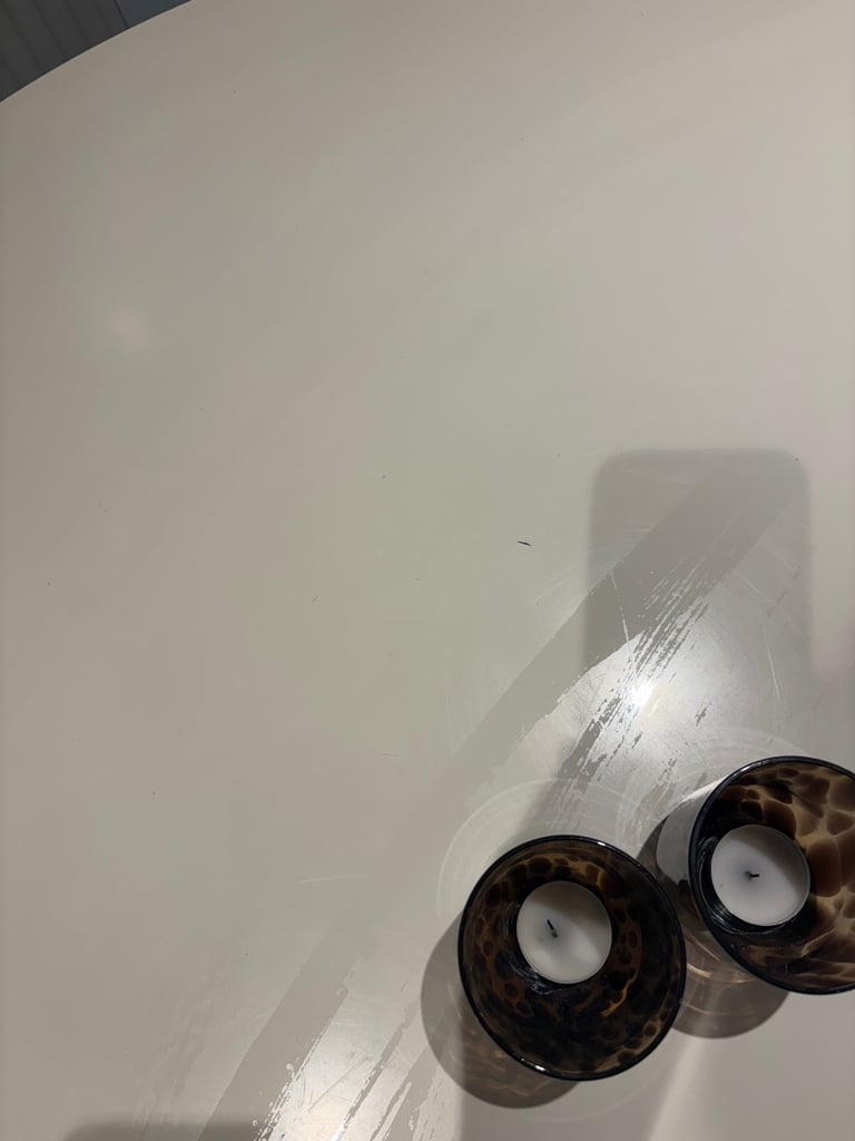 White Dining Table with crossed wood legs 