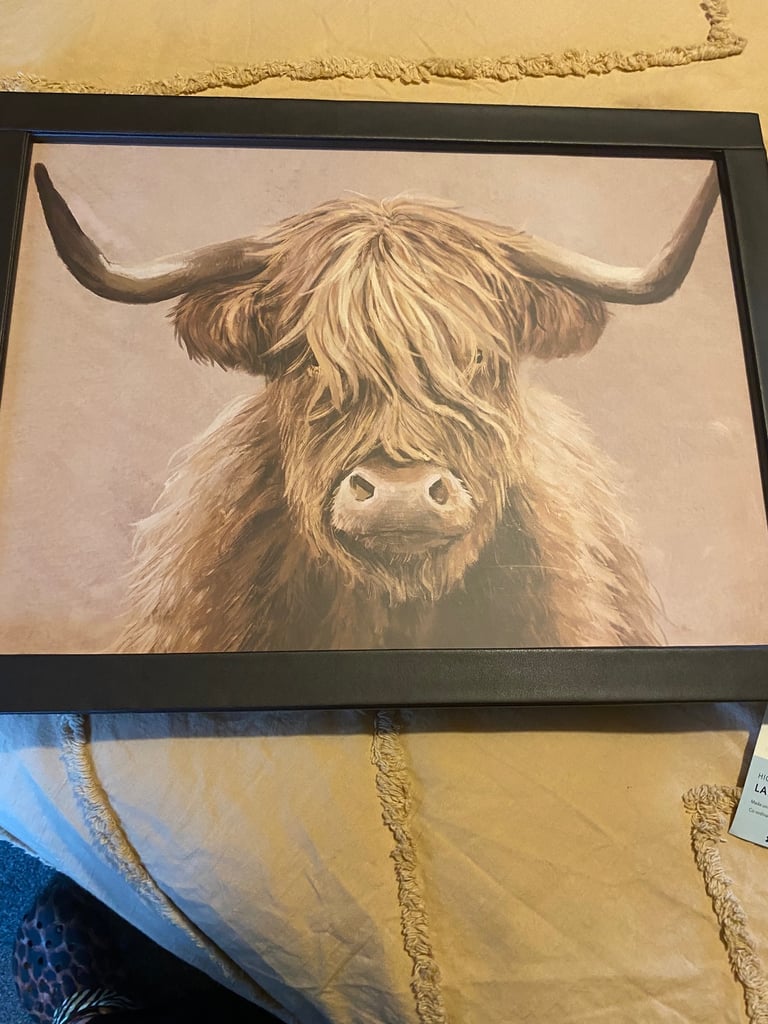 Dunelm Highland cow padded lap tray brand new
