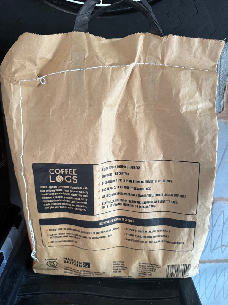 15 x Bio-Bean Coffee Logs Fire Logs (bag of 16 but only one used)