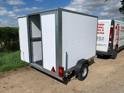 Box Trailer 7' x 4' x 4' in Black or White with Lockable Doors 750kgs - Tickners Eco