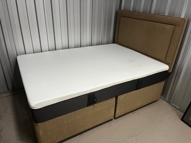 Double bed with head board and Emma memory foam mattress. 