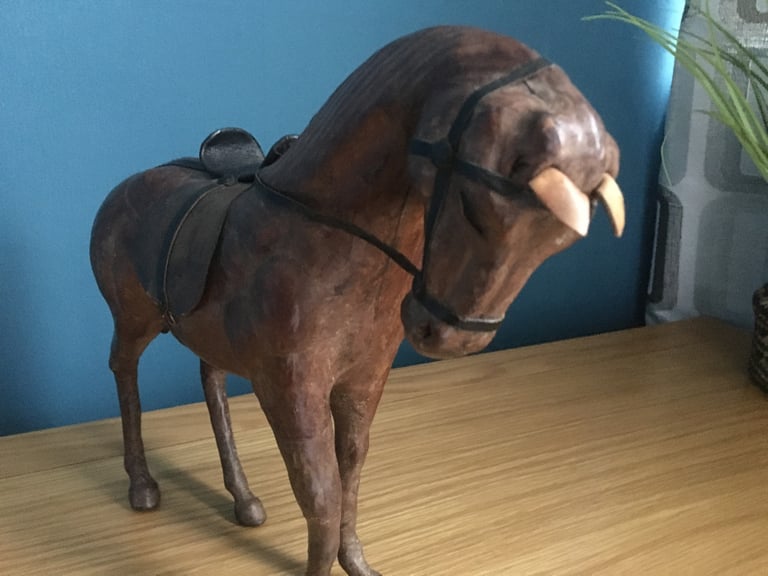 Vintage leather horse figure 