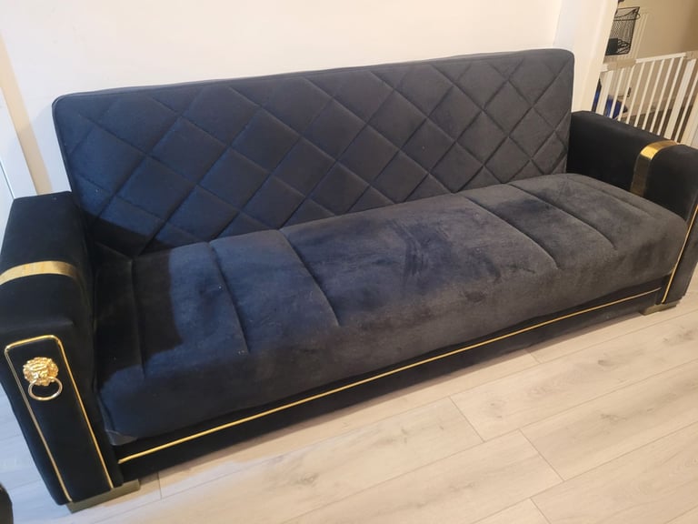 Black and gold sofa bed like new bargain £160