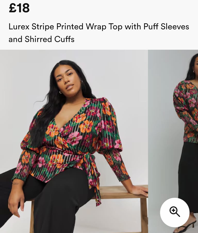 Lurex Stripe Printed Wrap Top