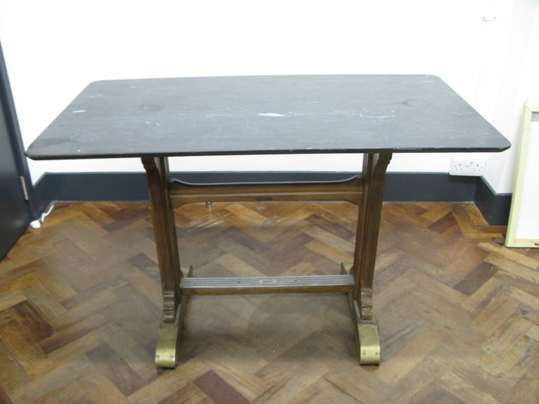 Vintage Art Deco table ( desk ) with black marble (granite ) top