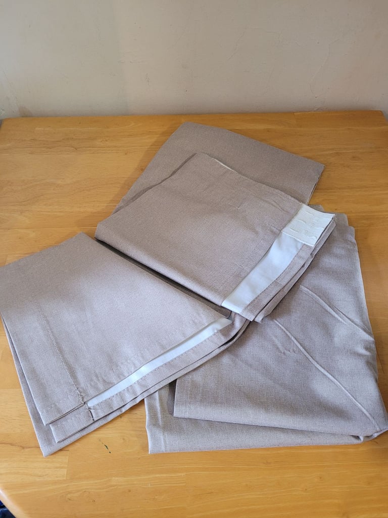 image for 2 x pairs of Harry Corry stone coloured beige curtains. VGC.