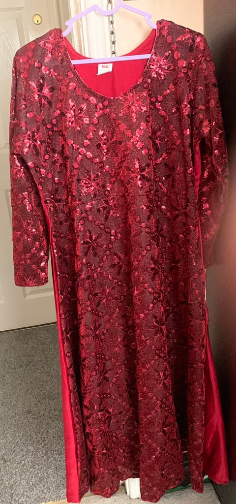 Red sequence maxi dress