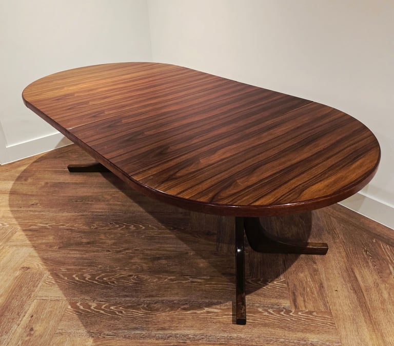 Mid Century Modern Danish Double Extending Rosewood Dining Table, likely Skovby