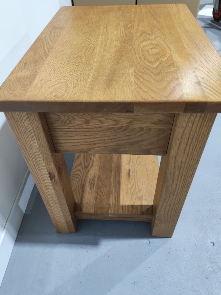 Oak Side Table with Drawer