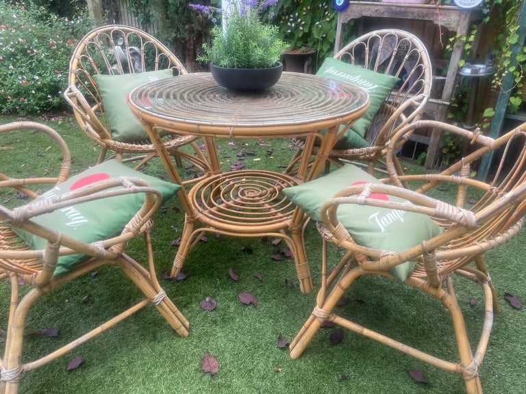 image for Whicker garden table and chair set
