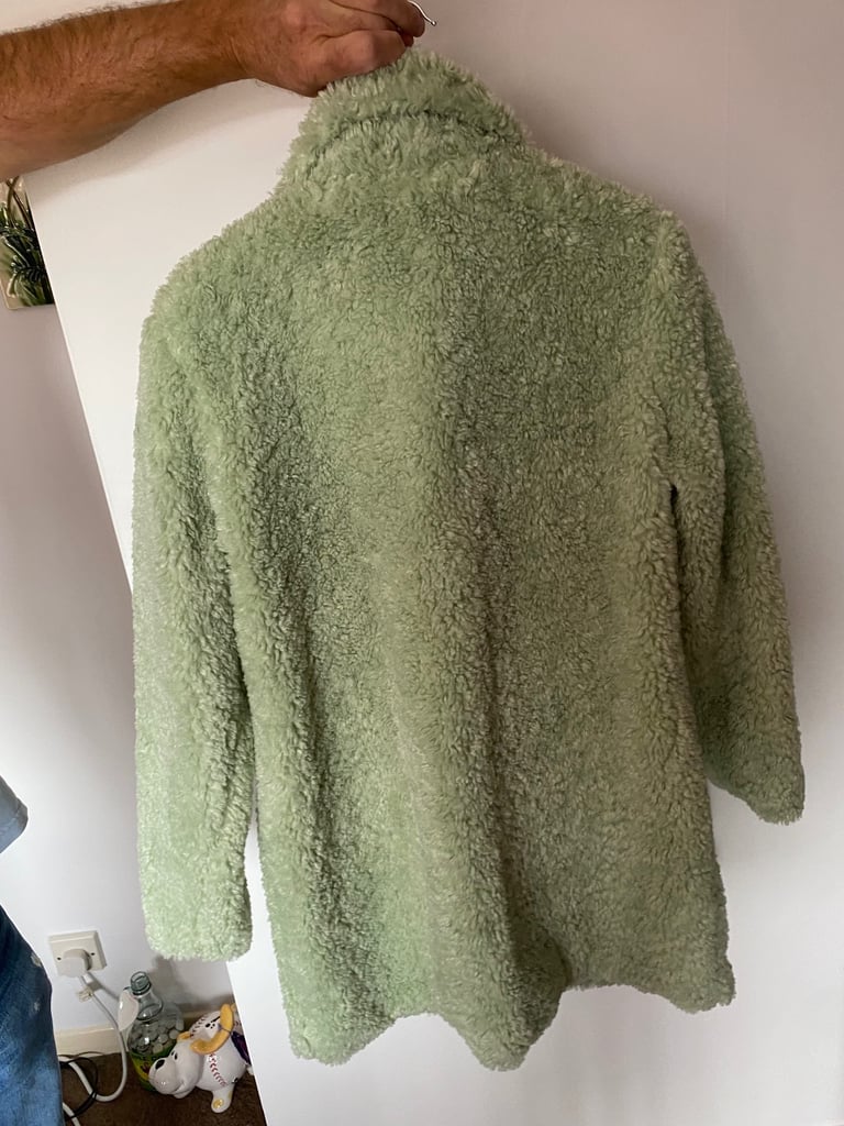 Ladies light green furry coat 
