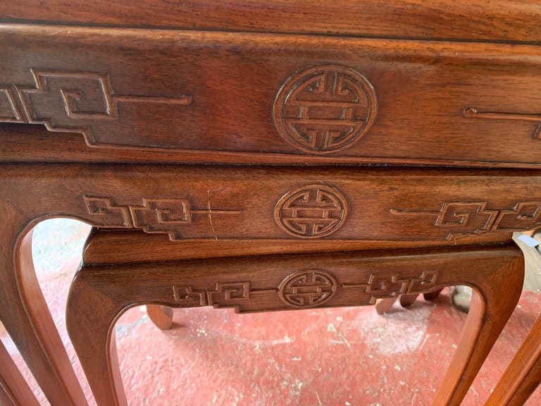 Mid century Chinese set of 3 nesting tables