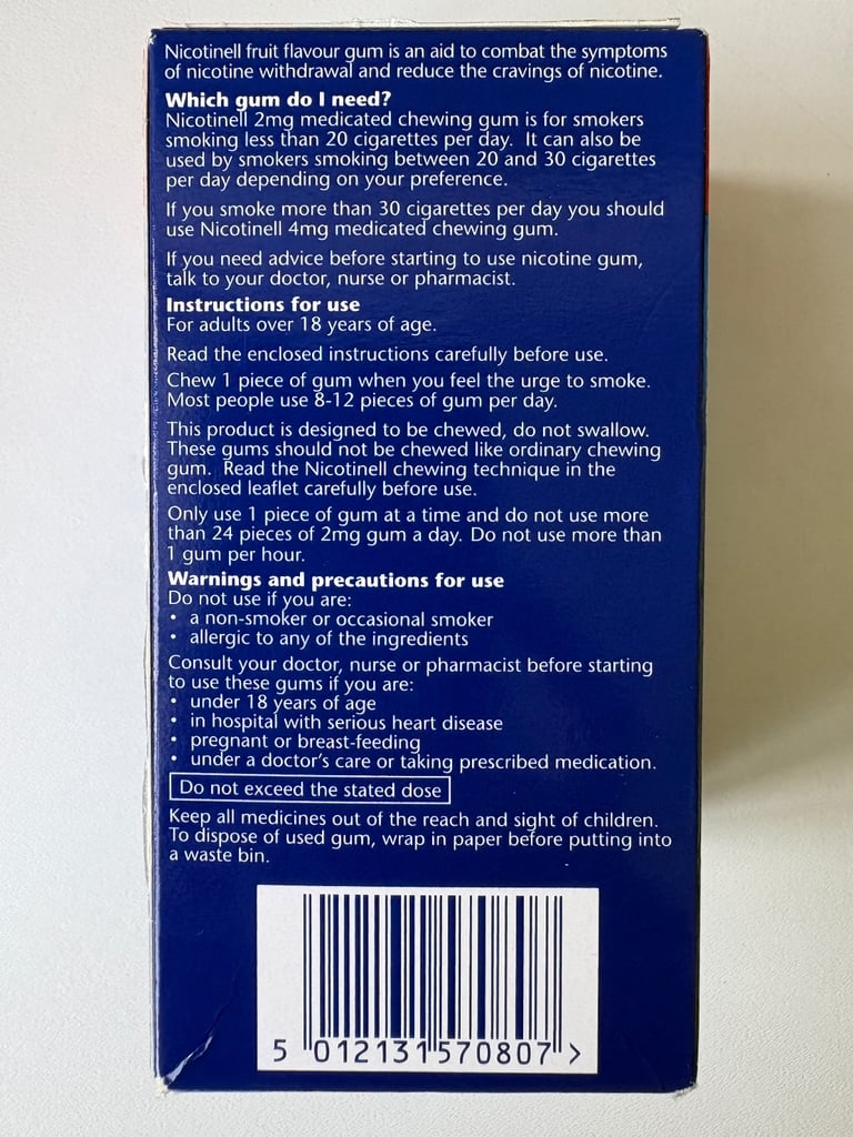 Nicotinell Fruit Chewing Gum 2mg, 96 pieces x 5 boxes