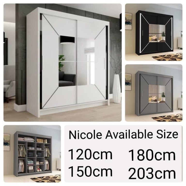 GUARANTEED PRICE- BRAND NEW 2 3 DOOR GERMAN SLIDING TWO THREE DOOR WARDROBE IN 4 COLORS *