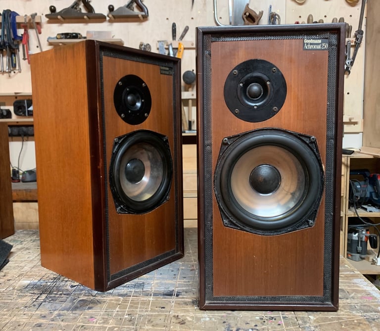 Vintage Goodmans Achromat 250 Speakers. Refurbished and Upgraded.