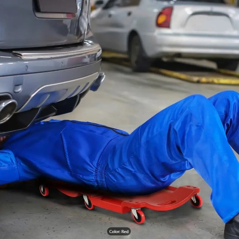 DURHAND Mechanic Vehicle Creeper Under Car Repair Padded Headrest Rolling Moulded Workshop, New.