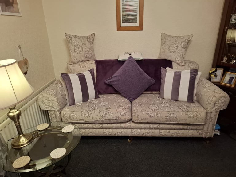 image for A poppy piece suite. Hand made tapestry sofa