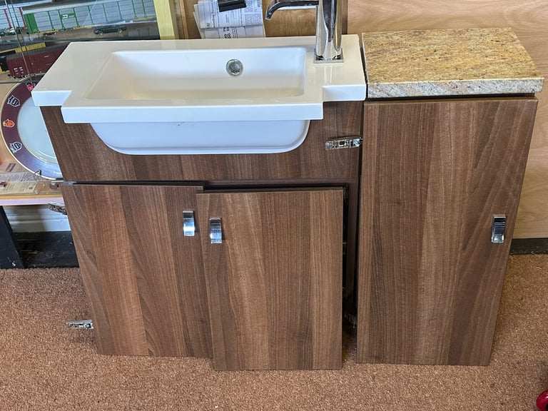 2 x Wall hung bathroom vanity units complete with built in sink
