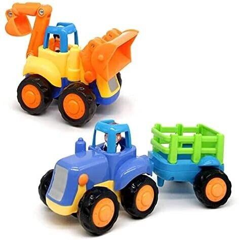 Wholesale Baby Push and Go Friction Powered Car Toy Sets - Tractor, Bulldozer (54 Units, £3.25/Unit)