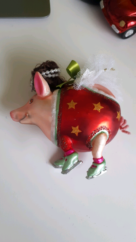 GISELA GRAHAMChristmas Decoration Glass Pig
