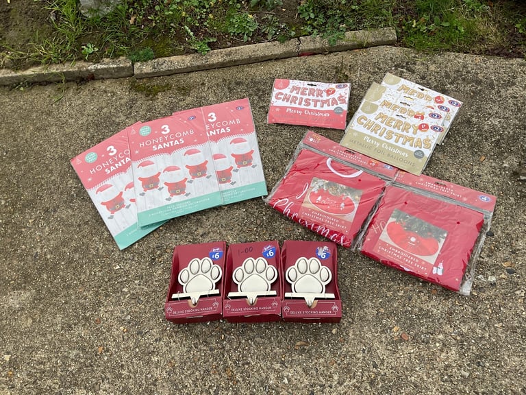 image for Collection of Brand New Christmas Related Items - To Include Deluxe Stocking Hangers