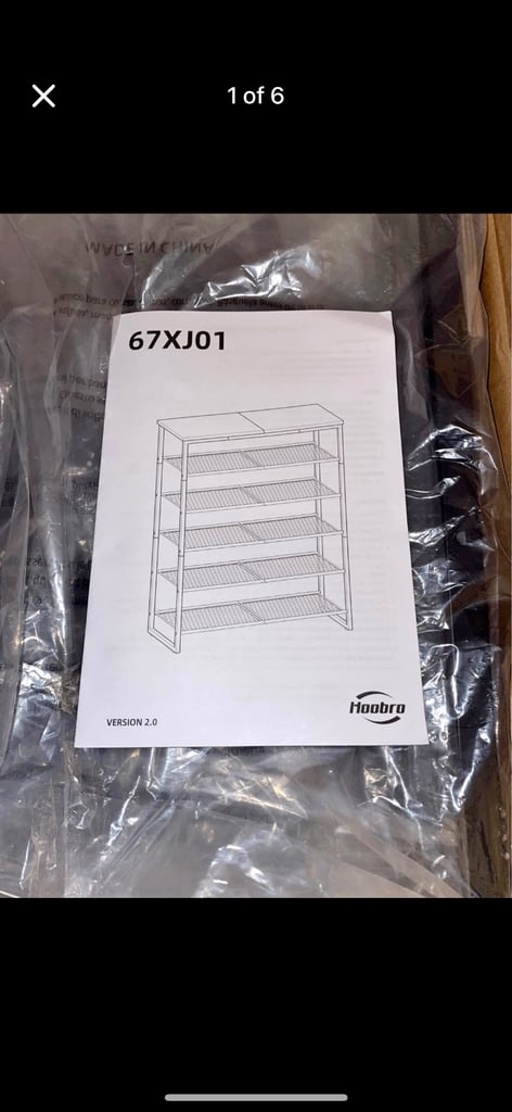 Hoobro 6 tier shoe rack brown/black