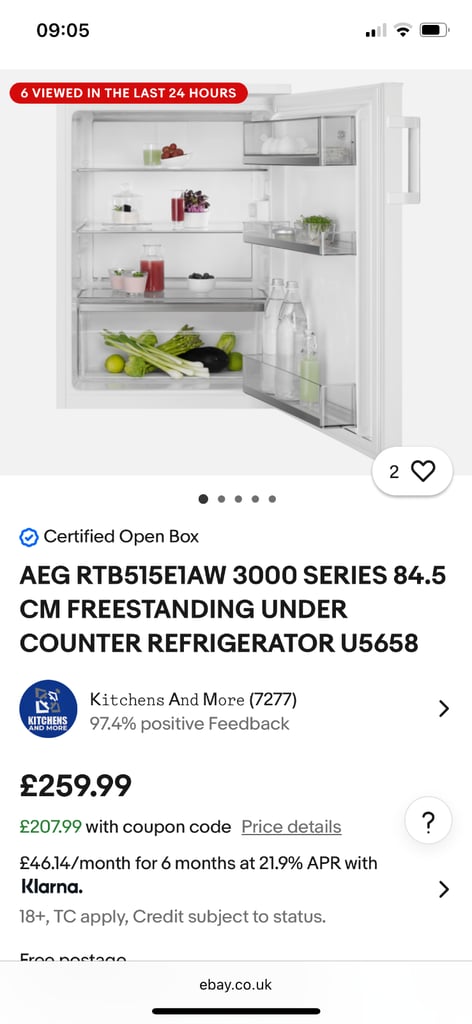 AEG Undercounter fridge -V good condition