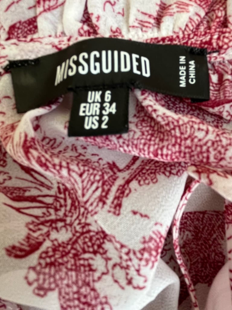 Women's Missguided Red & White Lightweight Floral Summer Dress