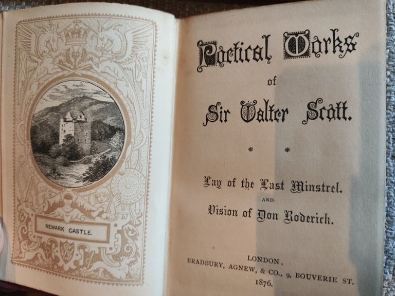 6 x Antique Books, 1876, Poetic Works Of Sir Walter Scott - Hardback, Handy Ed
