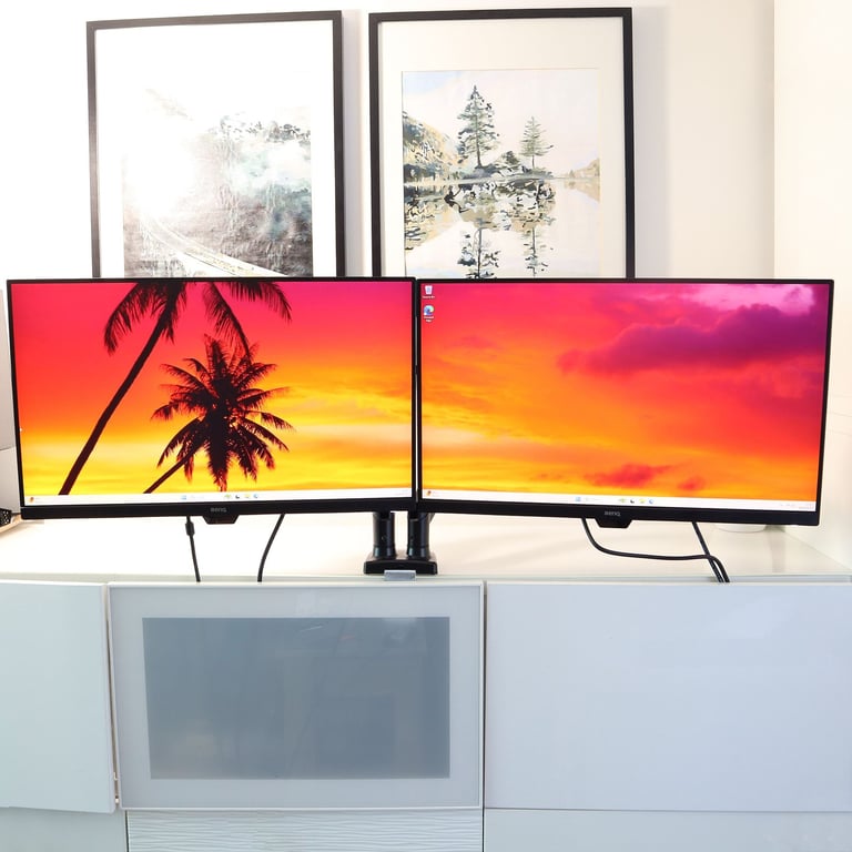 image for Dual Monitor setup 27 inch BENQ FHD 1080p HDMI
