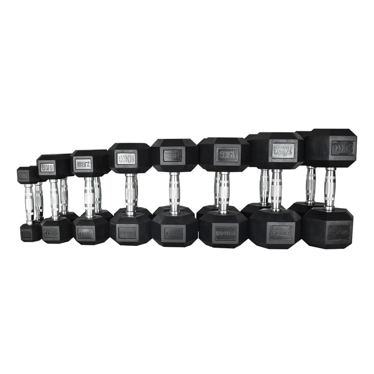 Hill Icon Rubber Hex Dumbbell Set 2.5kg - 20kg - Weights Gym