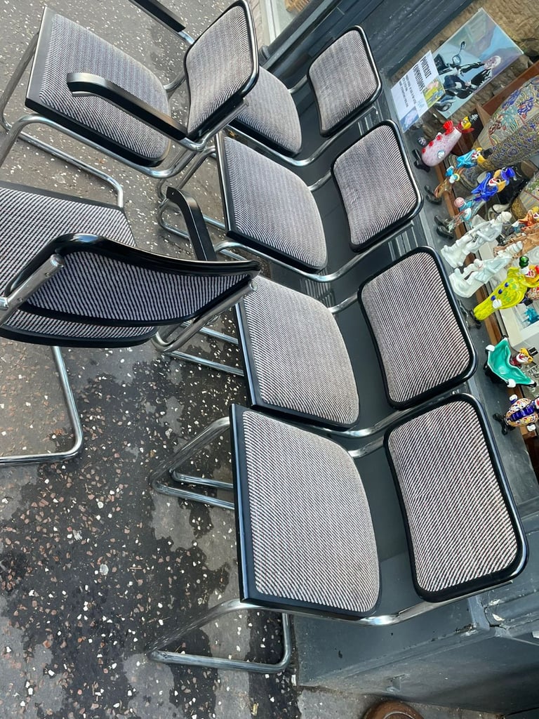Vintage mid century marcel breuer style table and six chairs 