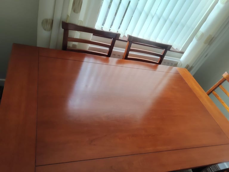 image for Red wood table and 6 chairs 