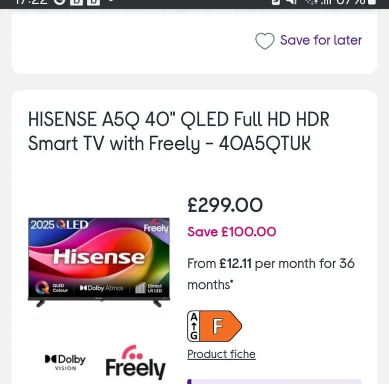image for Brand New in the box Hisense 40" Oled TV