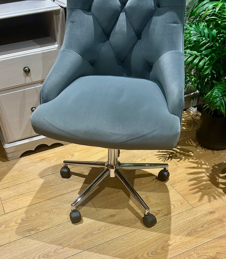 Grey velvet office chair