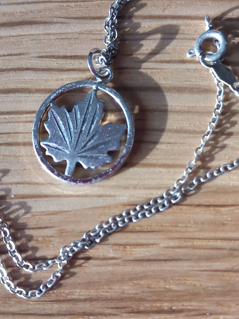 image for Silver coloured Canadian Maple Leaf necklace - great present