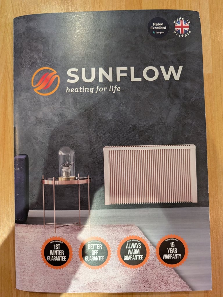 9 x Sunflow electric radiators with digital controls