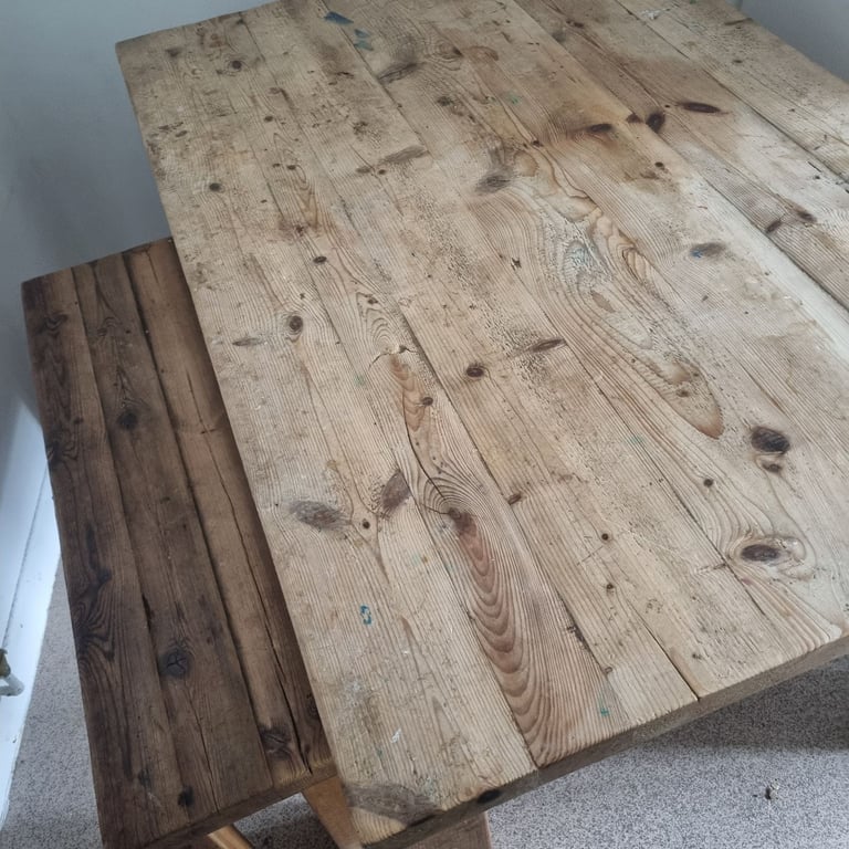image for Solid wood table and x2 bench