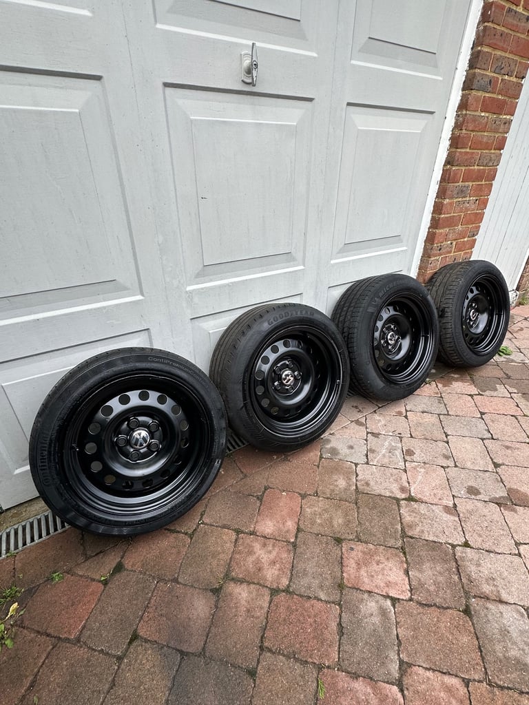 🌟Volkswagen 16” Banded Steels 5x112 With Excellent Tyres Front 195/55/16 Rear 205/55/16 VAG