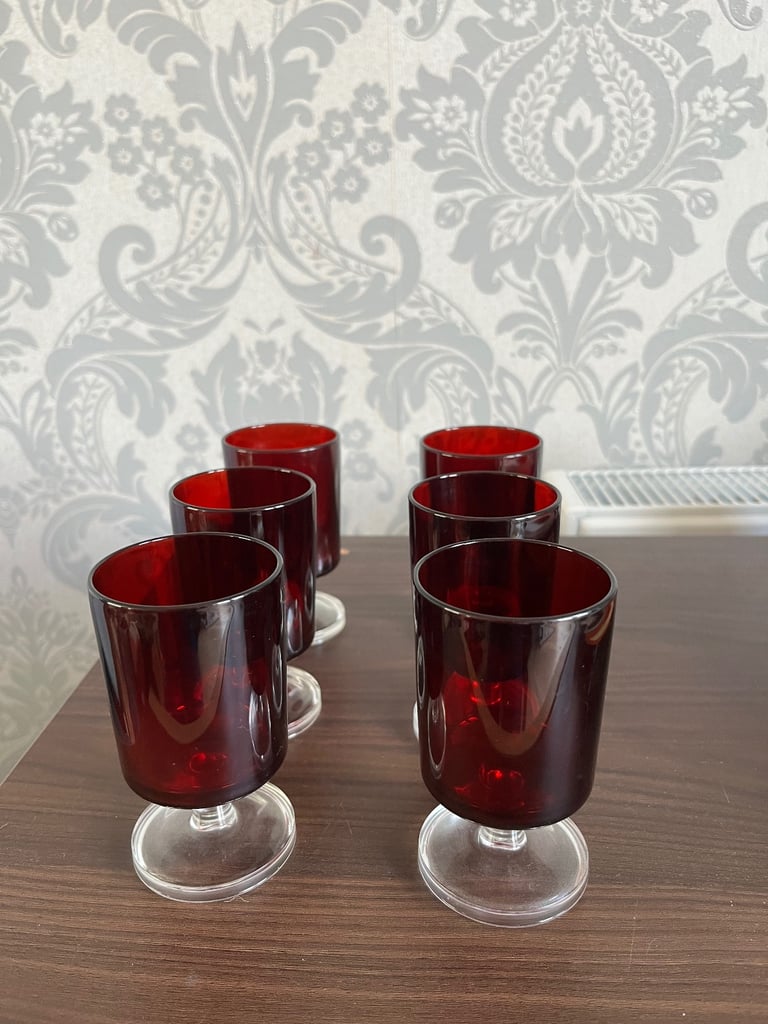 Red small drinking glasses