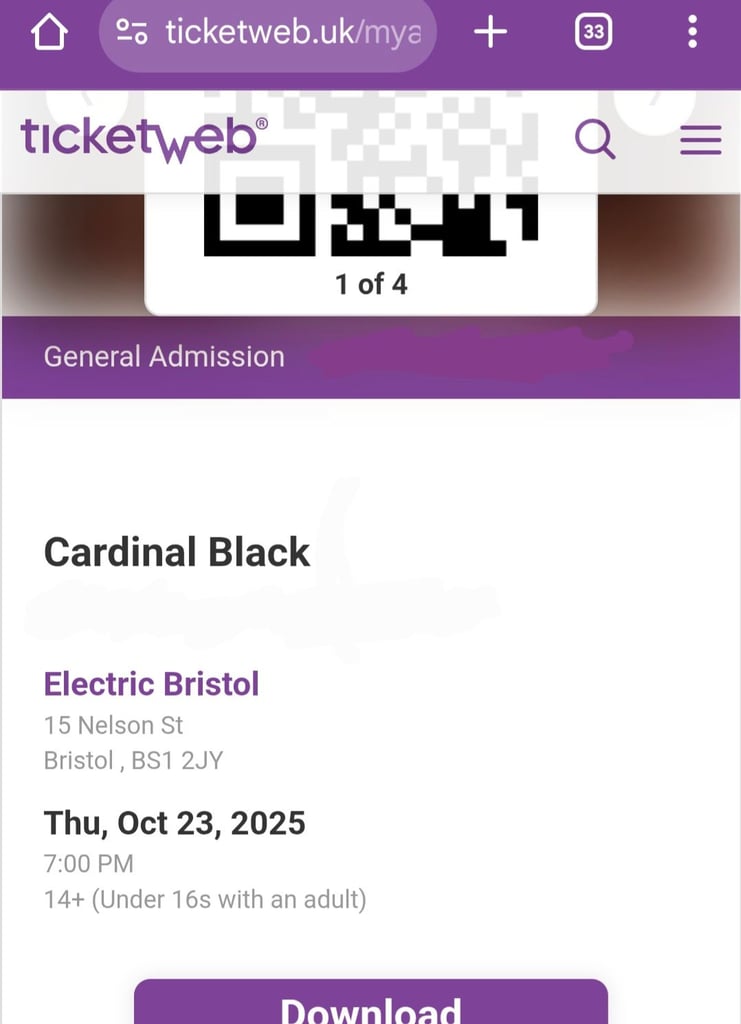 image for 4 Tickets for Cardinal Black at Electric SWX Bristol (23/10/25) 