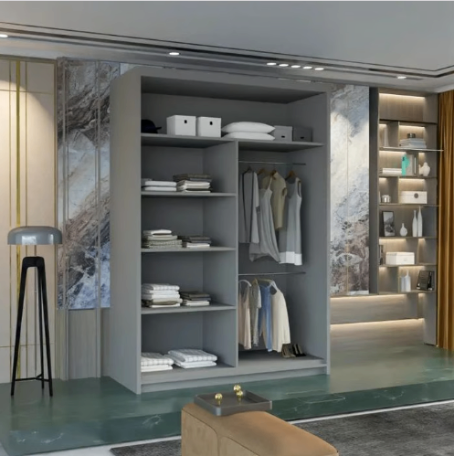 Brand New - Marika Mirror Sliding Door Wardrobe -Grey- SAME/NEXT DAY DELIVERY