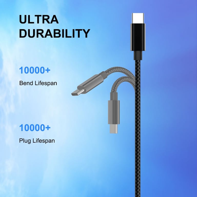 🚀 x2 FAST CHARGE CABLES - 2m LENGTH - BLACK - EXTRA STRONG less than £2 each💸