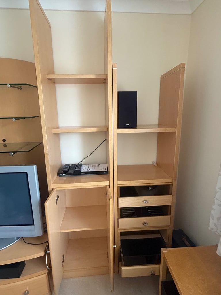 Shelving units x4 with cupboard and drawer inserts