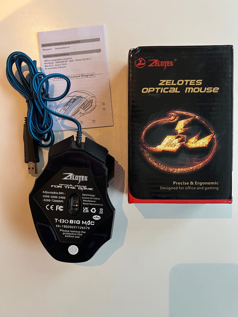 ZELOTES GAMING MOUSE WIRED,7200DPI,7 BUTTONS OPTICAL MOUSE