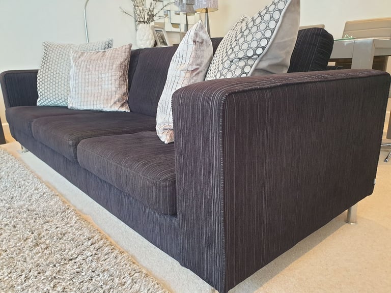 Contemporary 3 seater settees, two