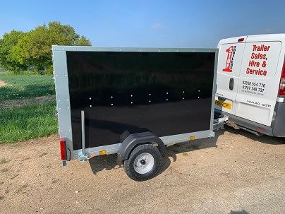 Box Trailer 7' x 4' x 4' in Black or White with Lockable Doors 750kgs - Tickners Eco