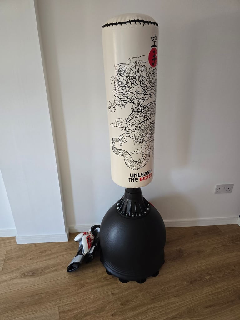 Free standing punch bag & gloves