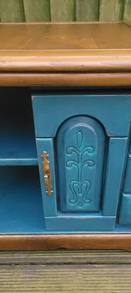 Pine coffee table painted blue
