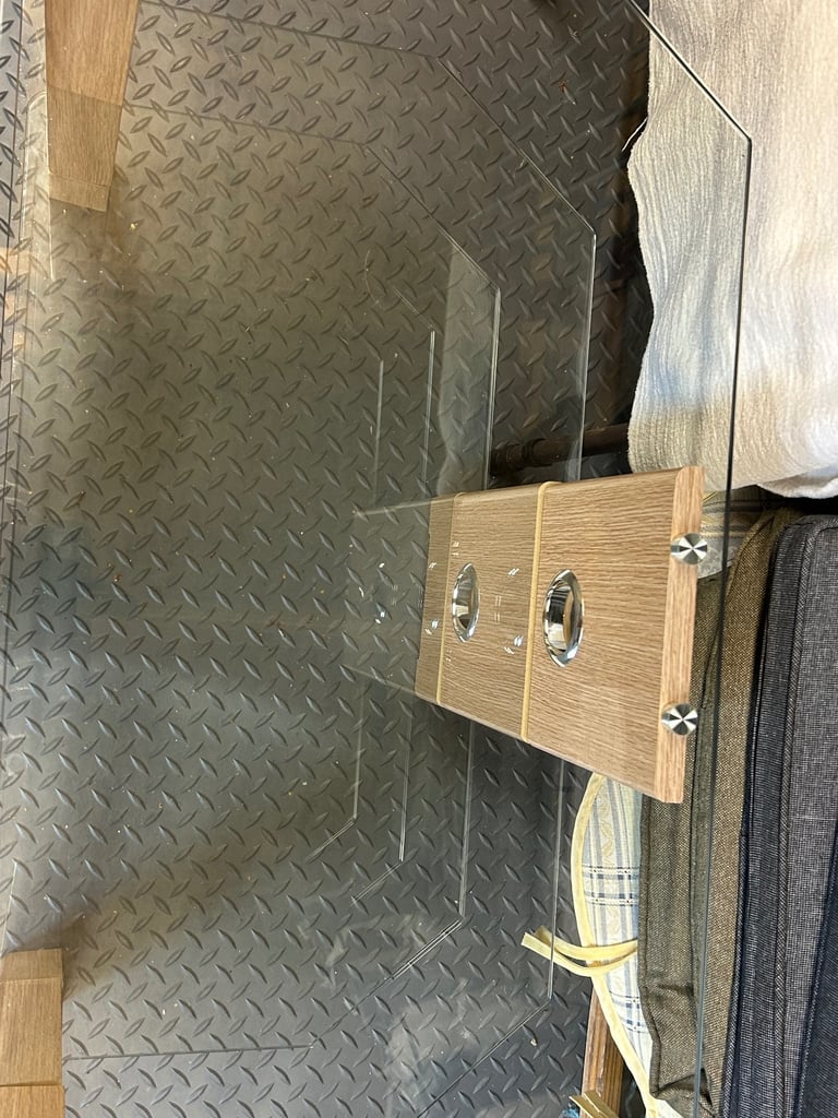 clear glass tv stand